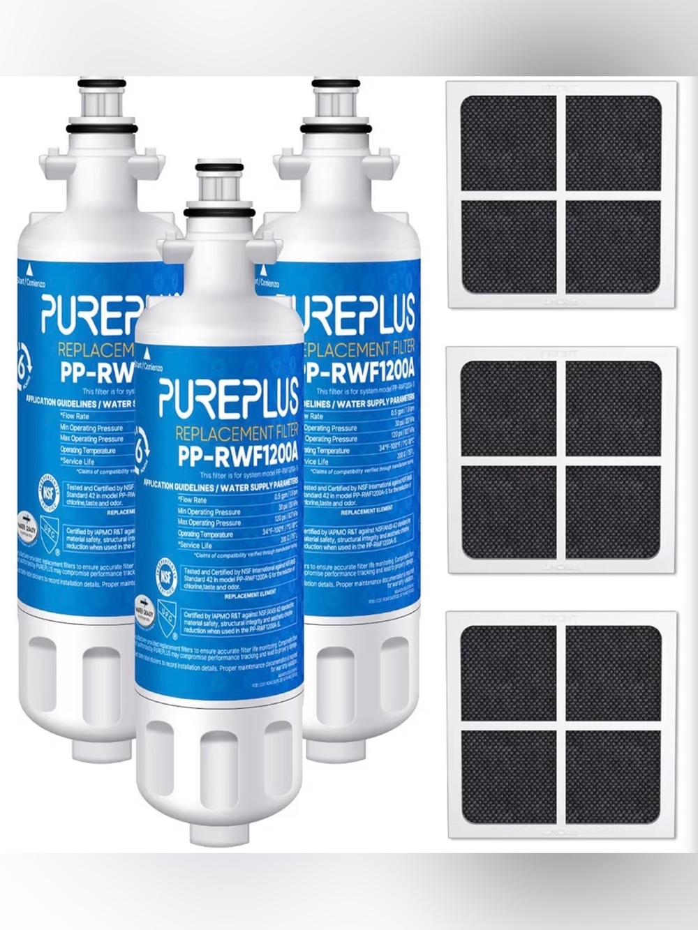 3 PACK PUREPLUS 9690 for Kenmore Elite 469690 LG LT700P Water Filter PP-RWF1200A